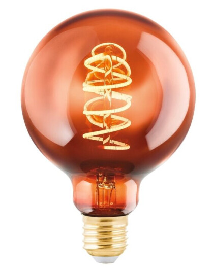 Eglo Led-Filamentlyspære Form: G95 E27 4 W Ekvivalent 3 Varmt Hvitt Lys 2000 K Kobber Eglo Led-Filamentlyspære Form: G95 E27 4 W Ekvivalent 3 Varmt Hvitt Lys 2000 K Kobber