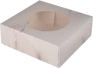 Kageæske Hængslet Låg S Line L230xb230xh80mm Pap Med Rude I Pla Hvid/Grå,100 Stk/Krt