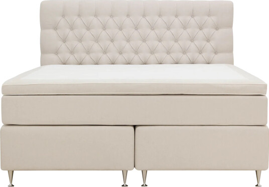 Hilton Lyx Komplett Sengpakke 160x200 cm Kontinentalseng med knappet sengegavLys Beige