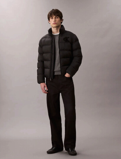 Calvin Klein Jeans Ls Nylon Monogram Puffer Jkt Black S