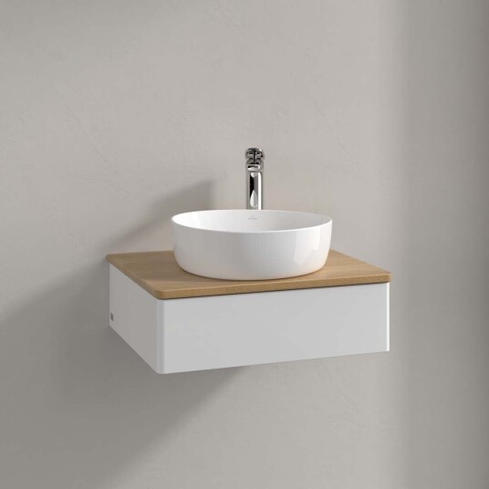Villeroy & Boch Antao Servantskap med 1 skuff 60x50x19 cm u/lys Hvit Blank/Eik