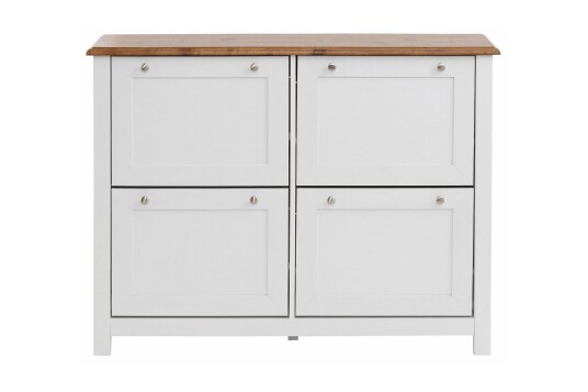 Temse Skoskap 125 cm Hvit / Brun