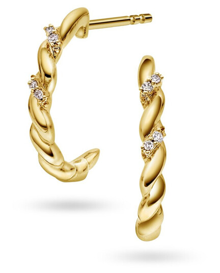 Pan Jewelry, Øredobber i 585 gult gull med diamanter 0,02 ct