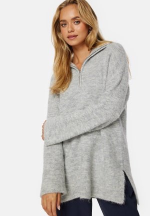 SELECTED FEMME Sia Ras Long Knit High Neck Light Grey Melange XS