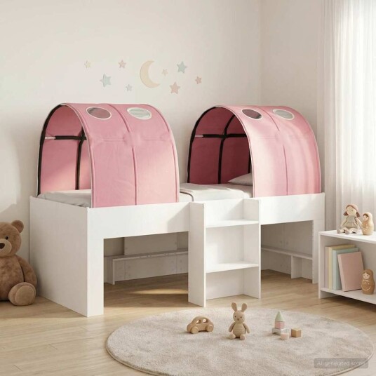  Seng med tunnel 4 pcs Hvit og rosa Konstruert tre