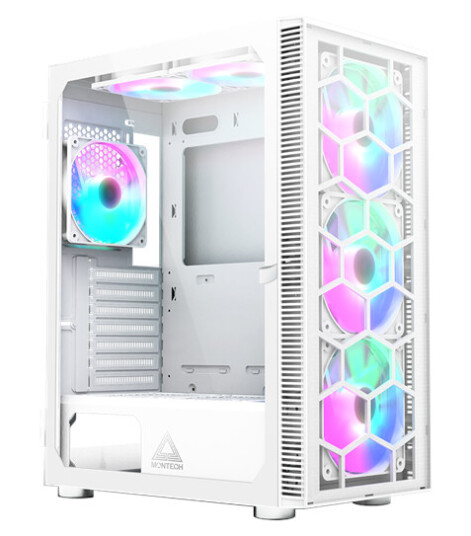 Montech X3 Glass Midi Tower Kabinett Hvit med Vindu og RGB Belysning