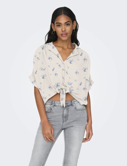 ONLY Onlpaula Life S/S Tie Shirt Wvn Noos White M ONLY Onlpaula Life S/S Tie Shirt Wvn Noos White M