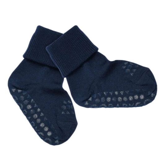 GObabyGO non slip socks merino wool – midnight blue 2 3år