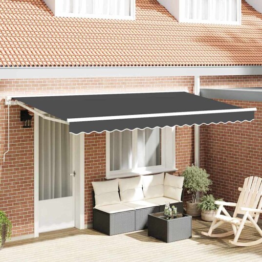 Innvendbar Markise Antrasitt 400x200 cm Stoff og Polyester