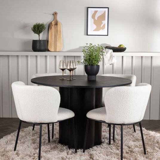 Venture Home Spisegruppe Venture Home Olivia Ø110 cm med 4 stk Edina Stoler GR23829