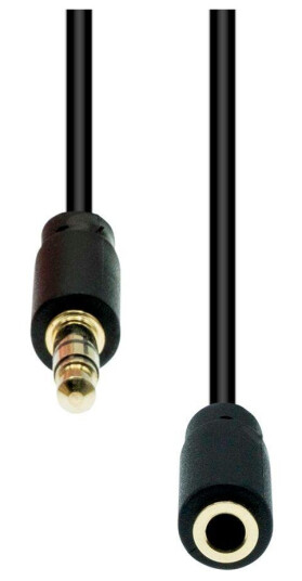 ProXtend Mini-Jack 4-Pin Slim Extension Cable Black 10M