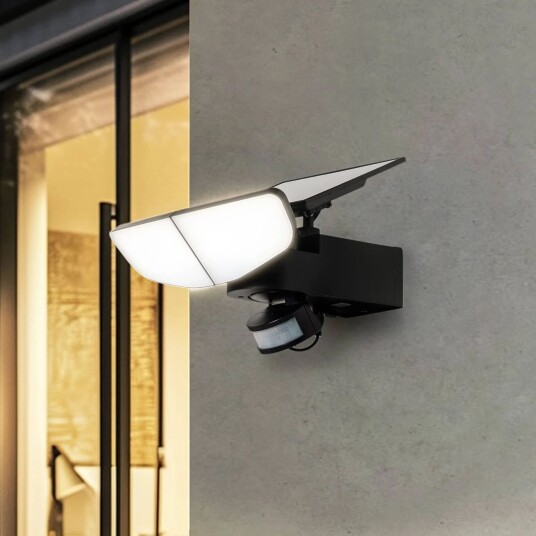 Lindby LED-solcellelampe Naelin svart sensor IP44