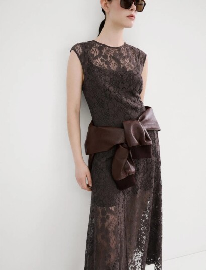 Mango Combined Lace Dress Brown XS Mango Combined Lace Dress Brown XS