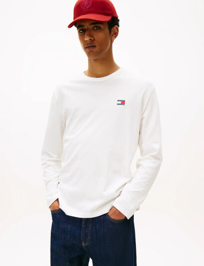 Tommy Jeans Tjm Reg Badge Tee Ls - Cream - XXL