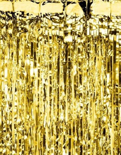 Glitrende Gull Partygardin/Glittergardin 100x200 cm