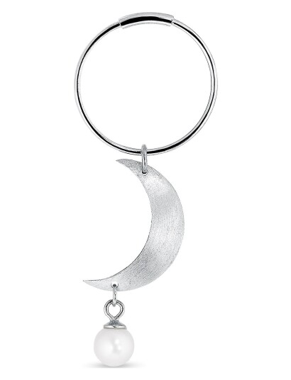 Jane Koenig Half Moon Creole With Pearl Silver ONE SIZE