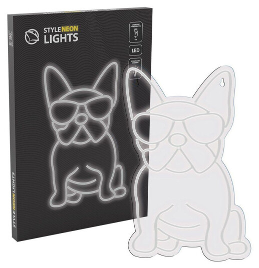 Manta SNL66WH Neonlampe ??? Fransk Bulldog ??? Hvit