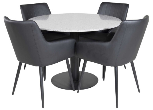 Venture Design Razzia & Comfort spisegruppe Grå/svart 4 st stoler & bord 106 cm