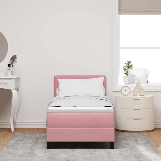 Bokspring Seng med Madrass Rosa 80x200 cm Fløyel