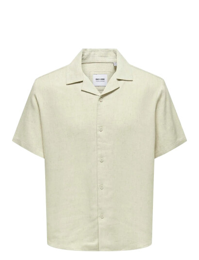 ONLY & SONS Onskari Resort Ss Shirt Visc Lin 0075 Cs - Beige - XL
