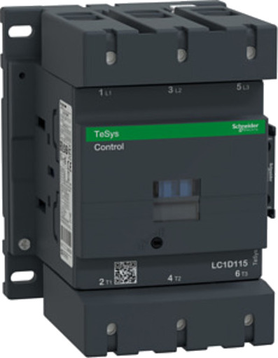 Schneider Electric Tesys d contactor lc1d115p7 3p 115a ac-3 55kw@400v 1no+1nc aux contact 230v 50/60hz ac coil (3389110377224)