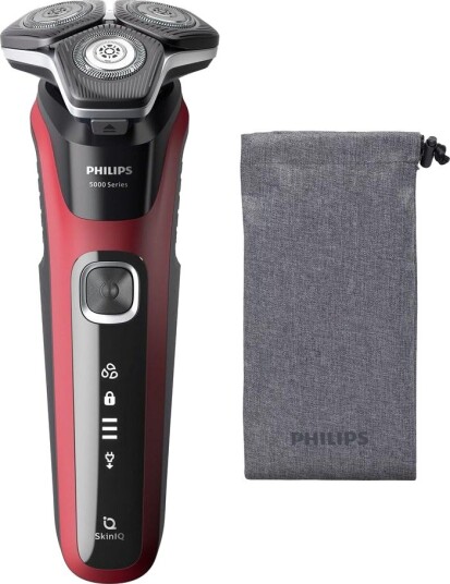 Philips Series 5000 S5883/10 Barbermaskin - Roterende, Trimmer - Svart/Rød