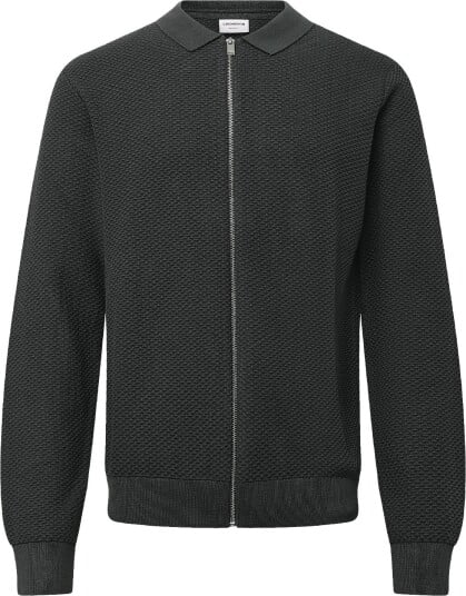 Lindbergh Structure L/S Polo Zip Cardigan - GRANITE GREEN - L