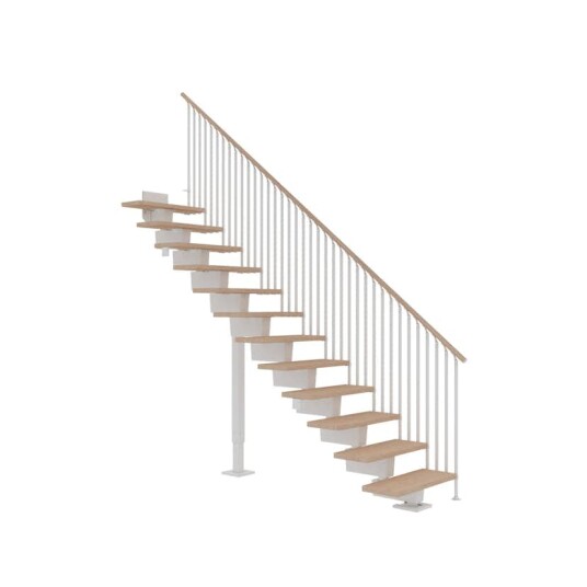 Dolle Dubai Rett Trapp Hvit 9016 classic Iiii hvitoljet Eik 80 13   Loddrett Høyde 238 294cm
