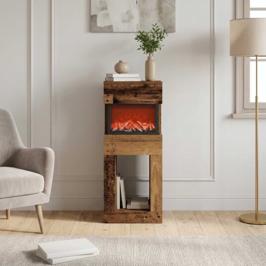 vidaXL Elektrisk peis Gammelt tre 35 x 30 x 86 cm Konstruert tre