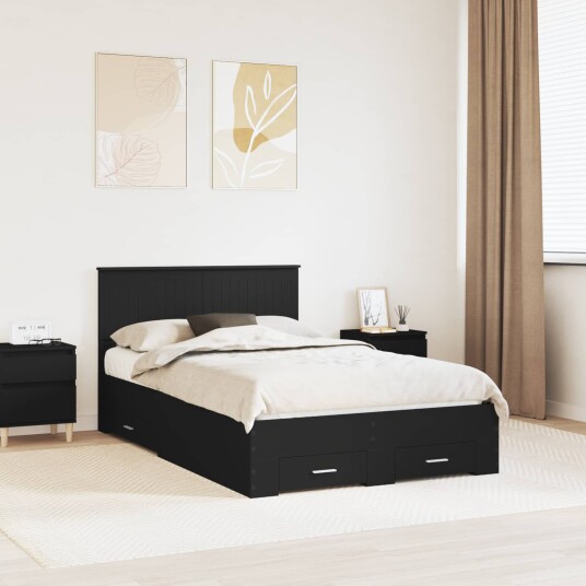 Sengestamme med hodegjerde Svart 120 x 190 cm Konstruert tre