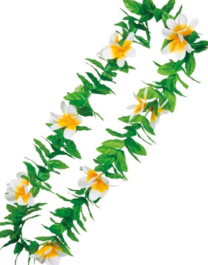 Tropisk Hawaiikrans med Hvite og Gule Plumeria Tropisk Hawaiikrans med Hvite og Gule Plumeria