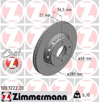 ZIMMERMANN 100.1222.20 Bremseskive