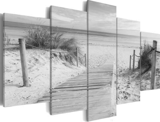 Bilde Morning On The Beach Black And White 100x50 Artgeist sp. z o. o.