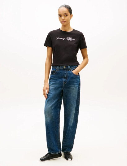 Tommy Hilfiger Nos Script Regular C-Nk Ss - Black - XXS