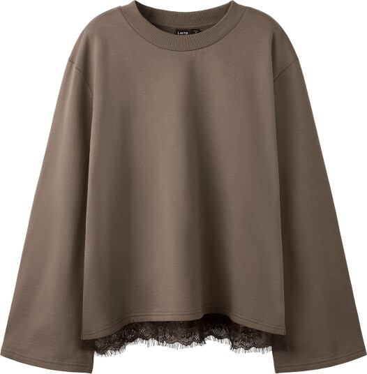 LMTD Nlfbella Ls Lace Top Brown 146 152 LMTD Nlfbella Ls Lace Top Brown 146 152