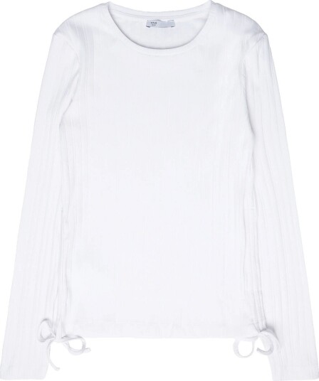 Mango Teen Ribbed T Shirt With Ruched Detail NATURAL WHITE M