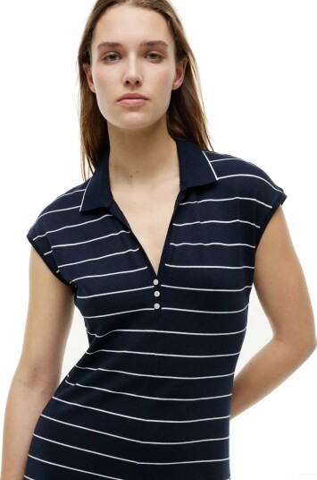 Tommy Hilfiger Lyocell Pq Henley Midi Polo Drs   Navy   S