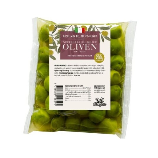 Grønne Oliven Nocellara Del Belice 200g Grønne Oliven Nocellara Del Belice 200g