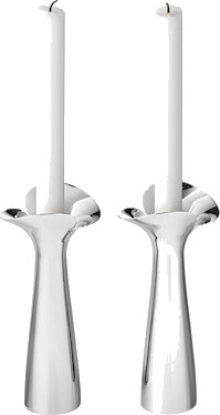 Georg Jensen Bloom Botanica Lysestaker 2-pk i Rustfritt Stål, 20 cm Høyde