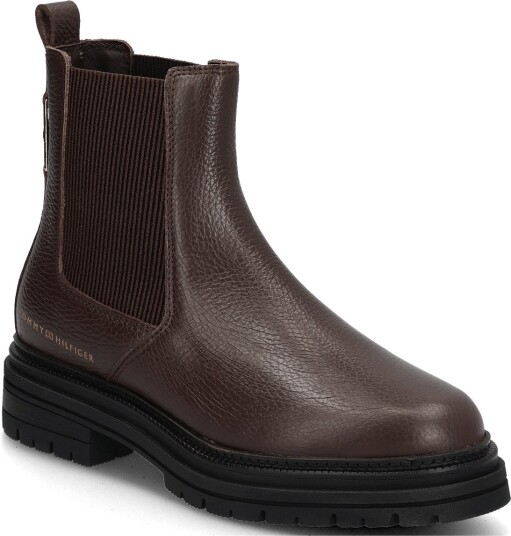Tommy Hilfiger Th Emboss Grain Leather Chelsea Brown 39 Tommy Hilfiger Th Emboss Grain Leather Chelsea Brown 39