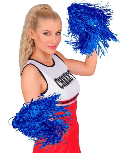 2 stk Skinnende Blå Pom Poms