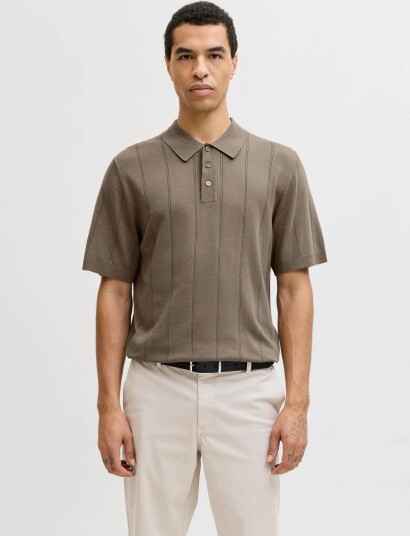 Jack & Jones Jprblawilliam Structure Knit Polo Ss Sn   Khaki green   XL