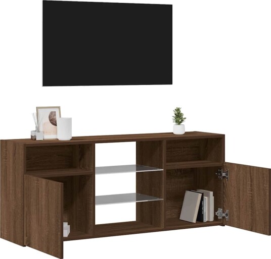 vidaXL TV-benk med LED-lys brun eik 120x30x50 cm