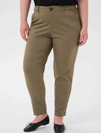 Kaffe Curve Kcleana Chino 7/8 Pants - Khaki green - 52 Kaffe Curve Kcleana Chino 7/8 Pants - Khaki green - 52