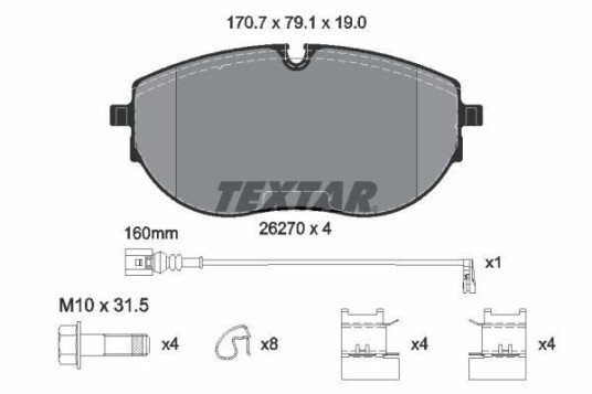 Bremseklosser TEXTAR 2627001 Bremseklosser TEXTAR 2627001