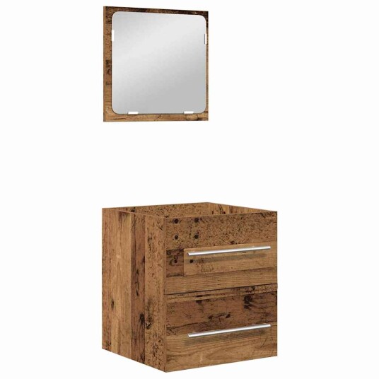 Baderomsinnredningssett 2 pcs Gammelt tre 41 x 38.5 x 48 cm Baderomsinnredningssett 2 pcs Gammelt tre 41 x 38.5 x 48 cm