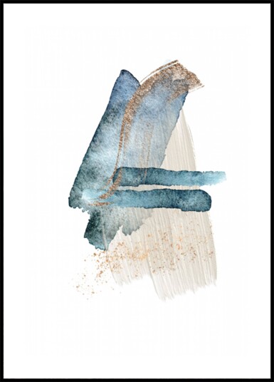 Modern Blue Gold Strokes Plakat / 40x50