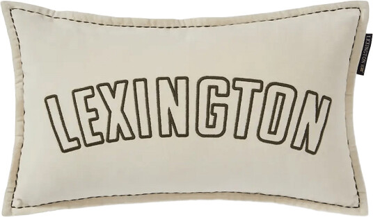 Lexington Home Text Logo Organic Cotton Velvet 50X30 Pillow - Beige - 30X50CM