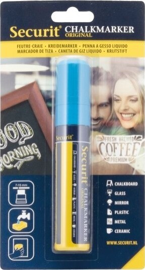 Securit® Original Kridtmarker Med Blokspids I Blå