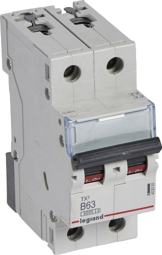 Legrand 5 stk TX³ MCB automatsikring B63 2P 2M 6/6kA